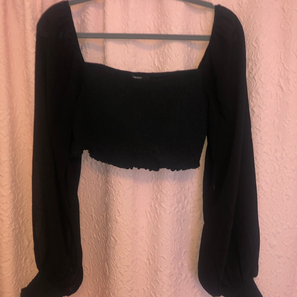 Crop Top with Sheer Sleves